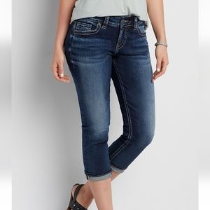 Woman Silver Jeans Co Suki Acid Stone Washed Capri Jeans Stretch Size 29 x 23.5
